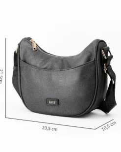 RIFLE - Borsa mezzaluna nera con tasca frontale