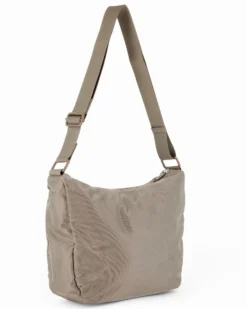RIFLE - Borsa mezzaluna taupe con tasca frontale