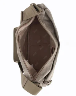 RIFLE - Borsa mezzaluna taupe con tasca frontale