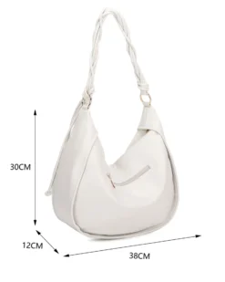 RIFLE - Borsa sacca avorio con parte frontale scamosciata e manico intrecciato , tracolla removibile