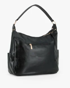 RIFLE - Borsa sacca nera logata con zip frontali, vericali e tasche laterali, tracolla removibile