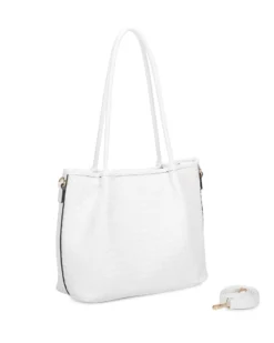 RIFLE - Borsa shopping bianca intrecciata, tracolla removibile