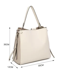RIFLE - Borsa un manico beige scamosciata con due scomparti principali e tasca frontale, tracolla removibile