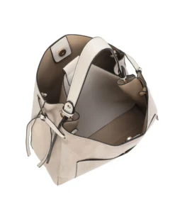 RIFLE - Borsa un manico beige scamosciata con due scomparti principali e tasca frontale, tracolla removibile