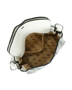 RIFLE - Borsa un manico bianca e nera effetto intreccio con doppia patta, tracolla removibile