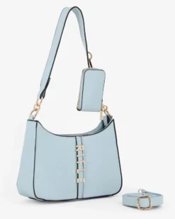 RIFLE - Borsa un manico celeste con logo frontale e borsellino removibile