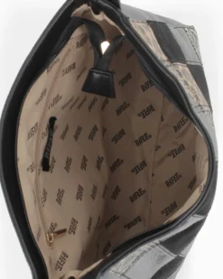 RIFLE - Borsa un manico nera con parte frontale multimateriale e tasca posteriore