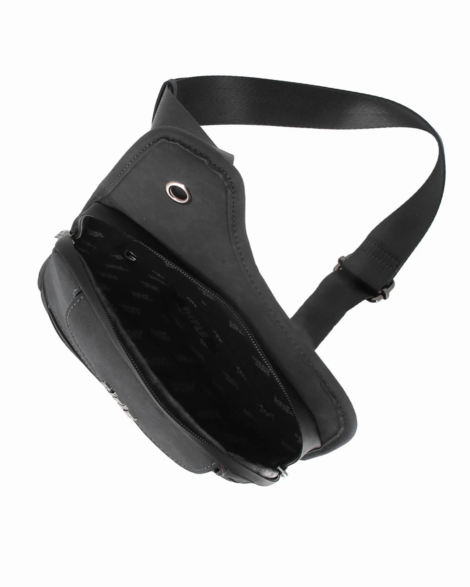 RIFLE - Borsello monospalla nero da uomo con due tasche frontali