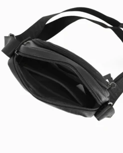 RIFLE - Borsello nero con doppia tasca frontale