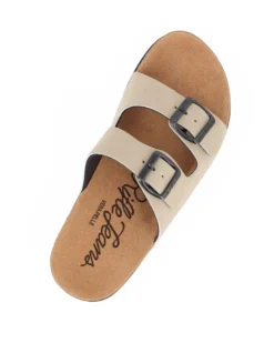 RIFLE - Ciabatta beige con doppia fibbia e sottopiede in VERA PELLE
