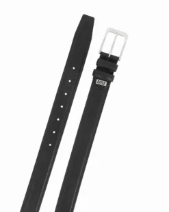 RIFLE - Cintura nera da uomo in VERA PELLE con fibbia nichel free