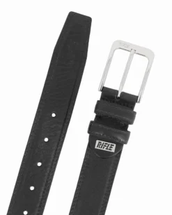 RIFLE - Cintura nera da uomo in VERA PELLE con fibbia nichel free