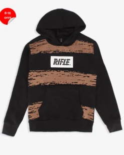 RIFLE - FELPA NERA CON CAPPUCCIO PER RAGAZZI 8-16 ANNI