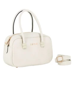 RIFLE - Minibag a due manici avorio con parte frontale scamosciata, tracolla removobile
