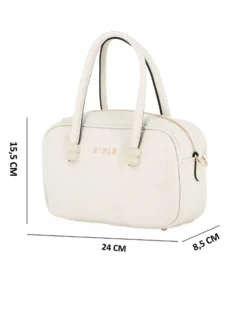 RIFLE - Minibag a due manici avorio con parte frontale scamosciata, tracolla removobile