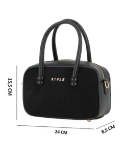 RIFLE - Minibag a due manici nera con parte frontale scamosciata, tracolla removobile
