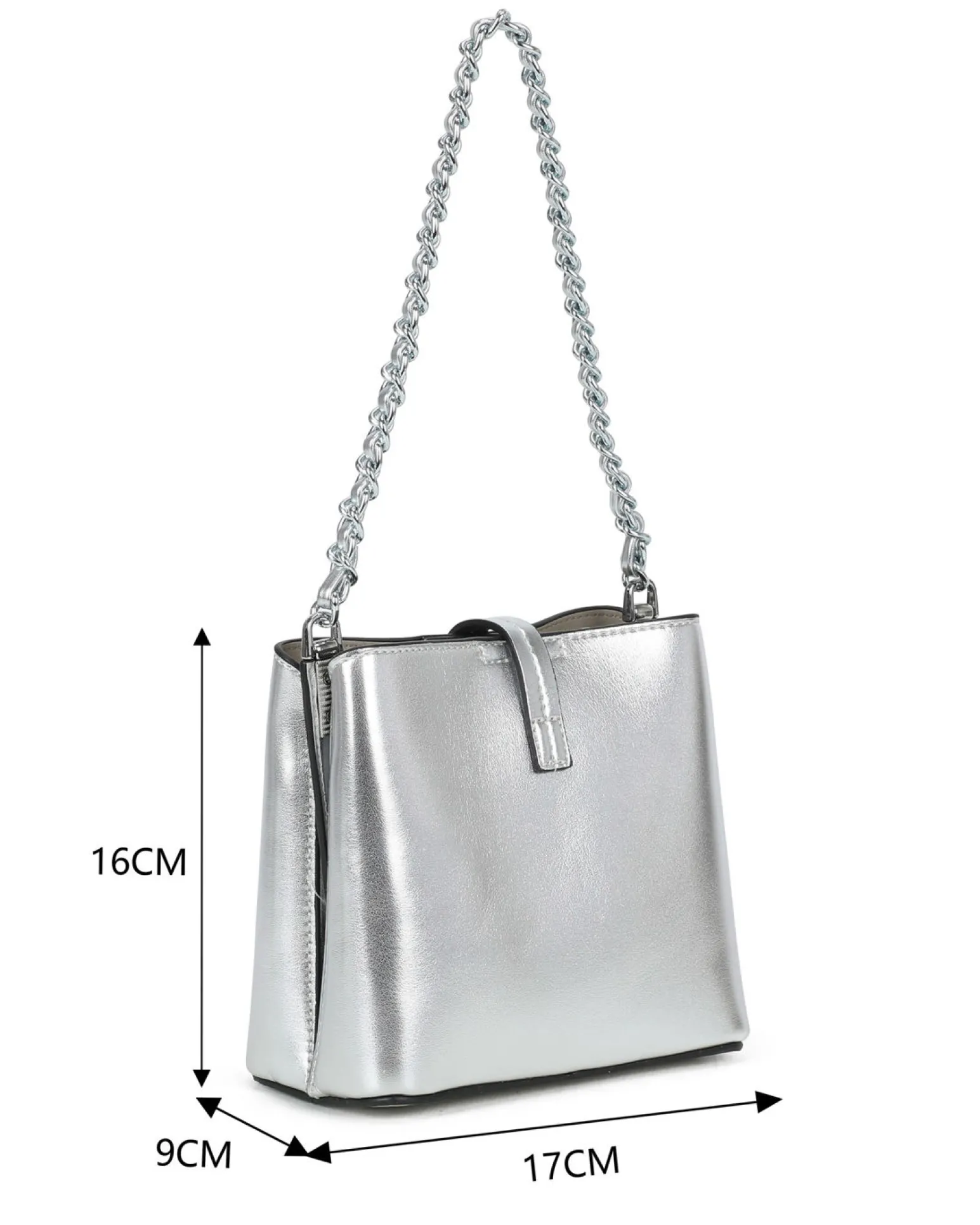 RIFLE - Minibag argento con tre scomparti principali e pattina con chiusura a girello, tracolla removibile