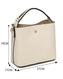 RIFLE - Minibag beige con tre scomparti principali e dettaglio catenina, tracolla removibile
