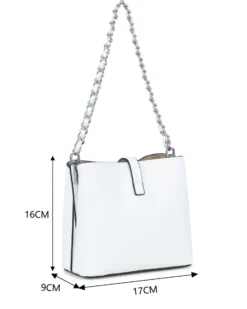 RIFLE - Minibag bianca con tre scomparti principali e pattina con chiusura a girello, tracolla removibile