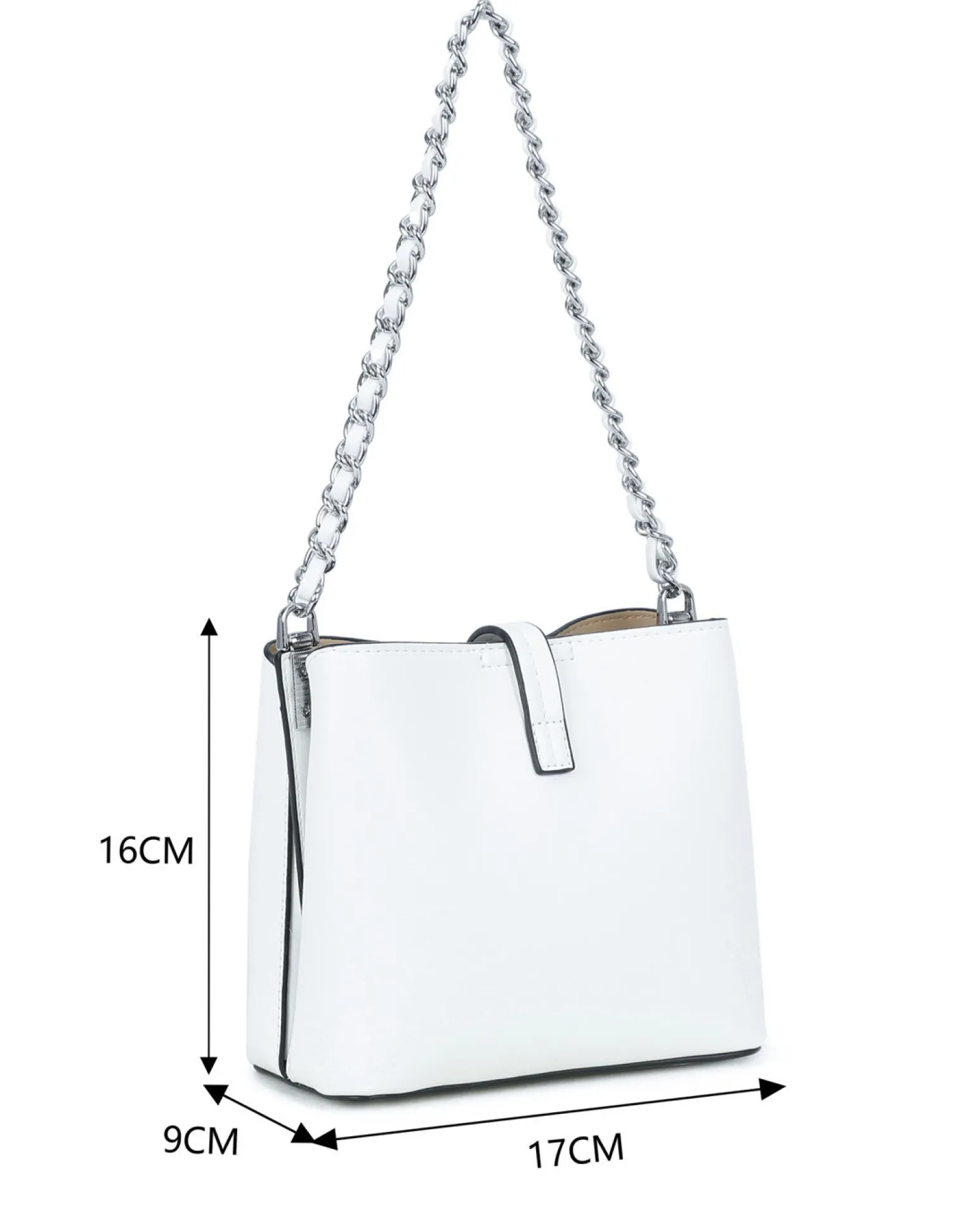 RIFLE - Minibag bianca con tre scomparti principali e pattina con chiusura a girello, tracolla removibile