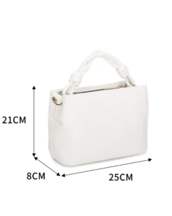 RIFLE - Minibag bianca effetto intreccio con manico intrecciato, tracolla removibile