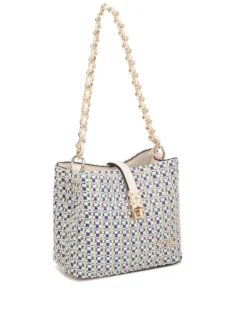 RIFLE - Minibag blu intrecciata con con pattina e chiusura a girello