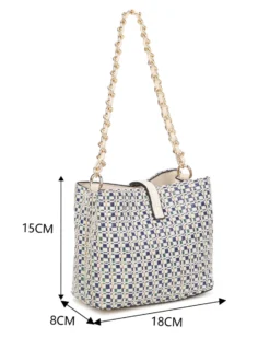 RIFLE - Minibag blu intrecciata con con pattina e chiusura a girello