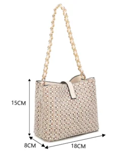 RIFLE - Minibag bronzo intrecciata con con pattina e chiusura a girello