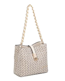 RIFLE - Minibag bronzo intrecciata con con pattina e chiusura a girello