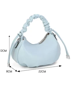 RIFLE - Minibag celeste con manico arricciato, tracolla removibile