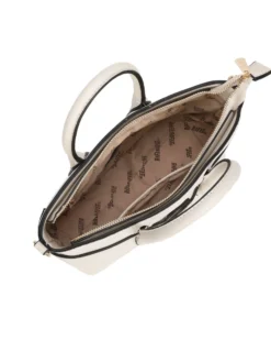 RIFLE - Minibag due manici avorio con parte frontale scamosciata e dettaglio cinturino con girello, tracolla removibile