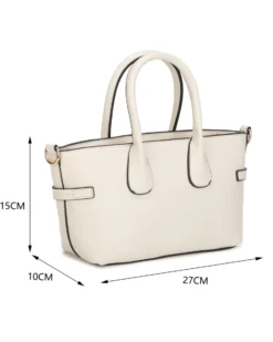 RIFLE - Minibag due manici avorio con parte frontale scamosciata e dettaglio cinturino con girello, tracolla removibile
