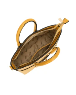 RIFLE - Minibag due manici giallo con parte frontale scamosciata e dettaglio cinturino con girello, tracolla removibile