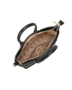 RIFLE - Minibag due manici nera con parte frontale scamosciata e dettaglio cinturino con girello, tracolla removibile