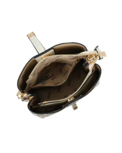 RIFLE - Minibag maculata con tre scomparti principali e pattina con chiusura a girello, tracolla removibile