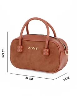 RIFLE - Minibag marrone con parte frontale scamosciata, tracolla removibile