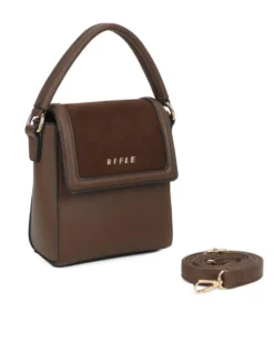 RIFLE - Minibag marrone con un manico e patta scamosciata, tracolla removibile