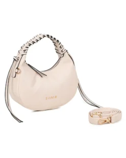 RIFLE - Minibag nude con manico intrecciato, tracolla removibile