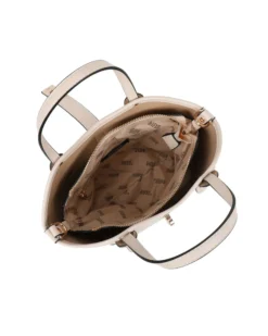 RIFLE - Minibag nude scamosciata con pattina e chiusura a girello, tracolla removibile