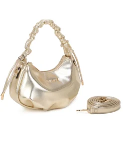 RIFLE - Minibag platino con manico arricciato, tracolla removibile