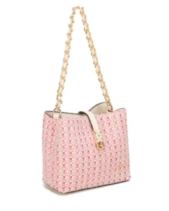 RIFLE - Minibag rosa intrecciata con con pattina e chiusura a girello