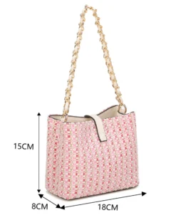 RIFLE - Minibag rosa intrecciata con con pattina e chiusura a girello