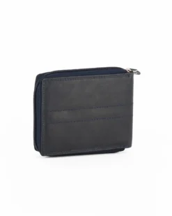 RIFLE - Portafoglio blu in VERA PELLE con ribaltina interna