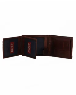 RIFLE - Portafoglio da uomo jeans/cuoio in VERA PELLE