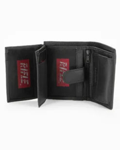 RIFLE - Portafoglio nero in VERA PELLE con ribaltine
