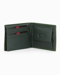 RIFLE - Portafoglio verde da uomo in VERA PELLE con ribaltina interna