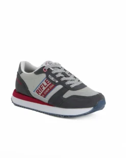 RIFLE - Scarpa grigia con lacci e dettagli rossi