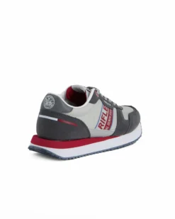 RIFLE - Scarpa grigia con lacci e dettagli rossi