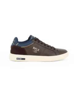 RIFLE - Scarpa marrone con lacci e inserto scamosciato
