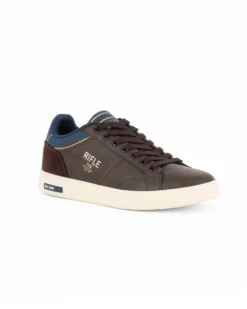 RIFLE - Scarpa marrone con lacci e inserto scamosciato